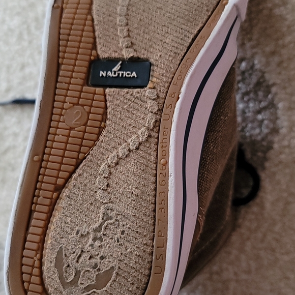 Nautica hightop sneaker, youth sz 2, brown canvas - Picture 8 of 15
